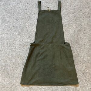 Olive Green Velvet/Suede Apron Pinafore Dress US 2